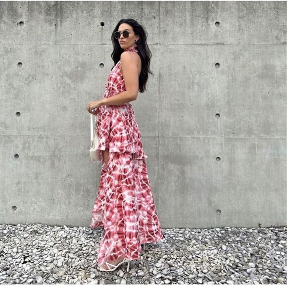 ELLIATT mckenzie high neck smocked asymmetric maxi summer dress Size XL NWT$340 - Picture 3 of 10